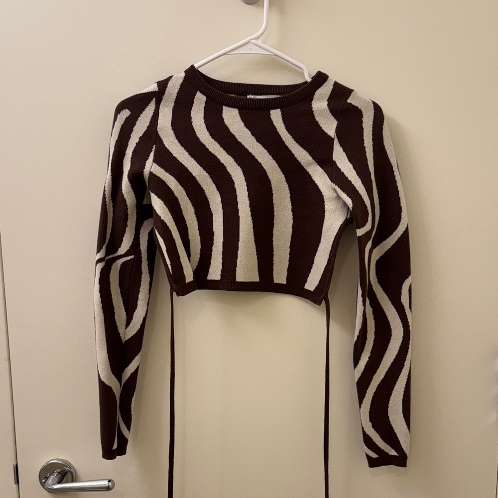 12th Tribe Chocolate and Ivory Striped Sweater